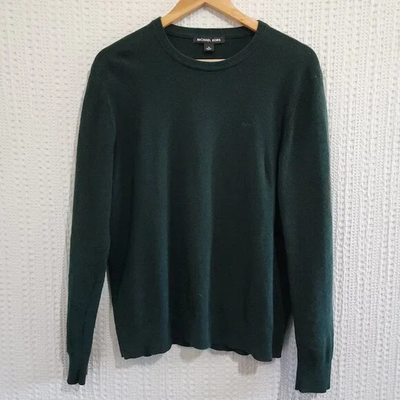 Michael Kors Men's Dark Green Long Sleeve Light Weight Sweater Size Medium